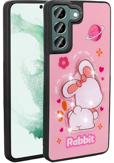 Zore Galaxy Uyumlu S22 Kılıf Parlayan Kabartmalı İkonik Figürlü Amas Silikon Kapak - Bey Beyaz