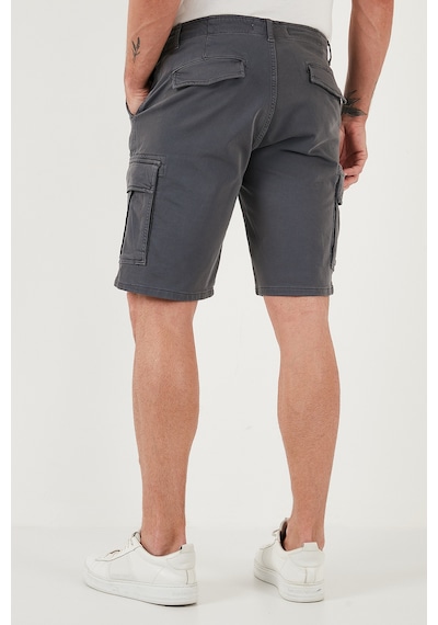 Buratti Streç Pamuklu Regular Fit Normal Bel Kargo Cepli Erkek Şort 4510S79Milan Gri