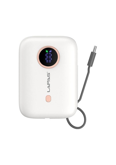 Lexroo Lp-pw001 Dijital Led Göstergeli Type-c Kablolu Taşınabilir Powerbank 10.000mah - Beyaz