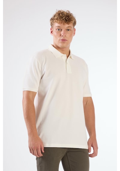 Dufy Beyaz Polo Yaka Pamuklu Düz Renk Slim Fit Erkek T-shirt Beyaz
