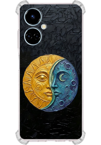 Tecno Camon 19 İle Uyumlu Köşe Korumalı Kılıf Metamorfoz Ekinoks Tasarımlı Uv Baskılı Şeffaf