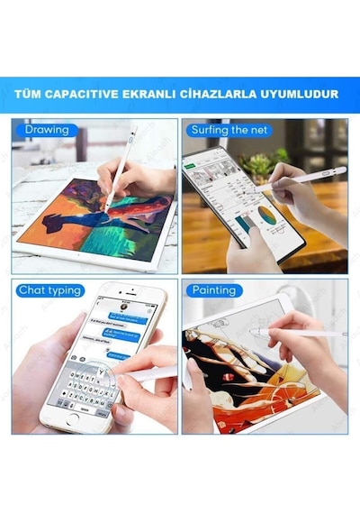 Stylus Kapasitif Dokunmatik Kalem Tüm Cihazlar Telefon Ile Uyumlu Çizim Tasarım Tablet Kalemi