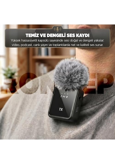 2'li Kablosuz Yaka Mikrofonu Apple Uyumlu, iPhone Uyumlu /android Telefonlar/type-c Girişli Pc'ler İçin Type-c/lightning Giriş 8-10 Saat