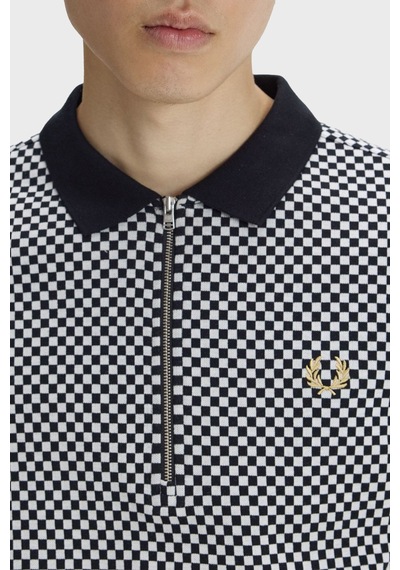 Fred Perry M2399 Chequerboard Erkek Polo Tişört Siyah