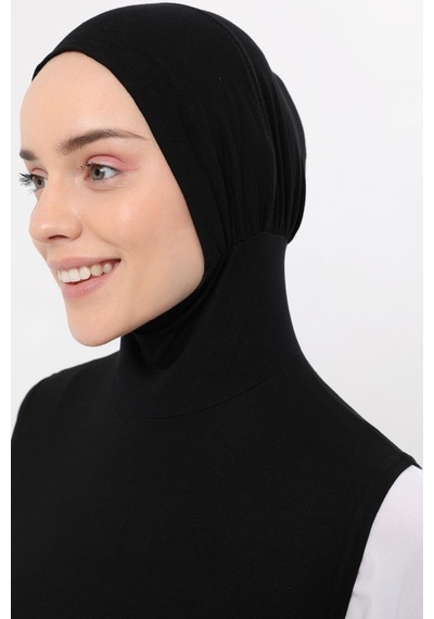 Altobeh Sıfır Kollu Boyunluklu Boneli Yarım Body Siyah Çok Renkli