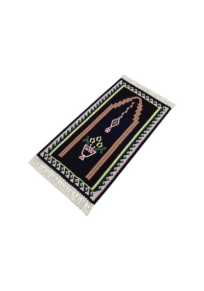 Kilim Antik El Dokuması Bayburt Seccade Mihraplı Kilimi 0158 - Yeni - Siyah