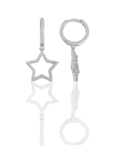 Gümüş Rodyumlu Zirkon Taşlı Yıldız Küpe N11.47661