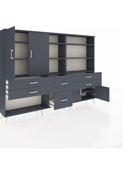 Arges Dolap 10 Raflı 6 Çekmeceli 4 Kapaklı 220x30x163 Antrasit-antrasit Antrasit - Antrasit Arges Dolap 10 Raflı 6 Çekmeceli 4 Kapaklı 220x30x163 Antrasit-antrasit Antrasit - Antrasit