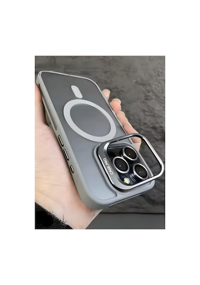 Fibaks iPhone 16 Pro Uyumlu Kılıf Standlı Mat Magsafe Metal Tuşlu Kamera Lens Hediyeli Wonk Kapak