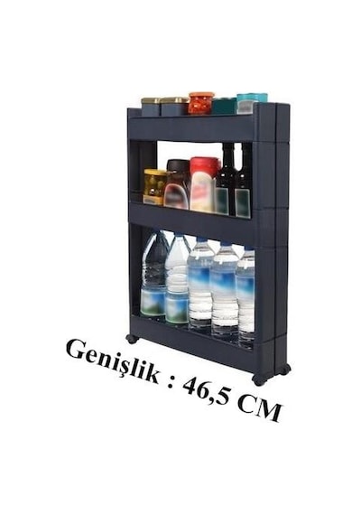 Slim Organizer 3 Katlı Plastik Banyo / Mutfak Düzenleyici Raf Antrasit 49,5 14 80 Cm Antrasit