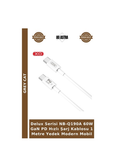 Delux Serisi Nb-q190a 60w Gan Pd Hızlı Şarj Kablosu 1 Metre Yedek Modern Mobil