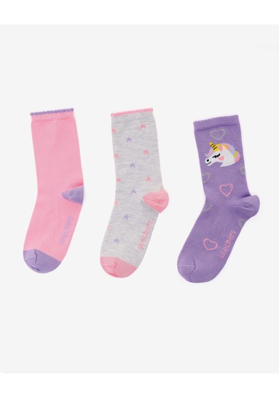 Skechers 3'lü Paket Funny Feet Uzun Çorap Büyük Kız Çocuk Lila-pembe-gri Sk2520117-3474