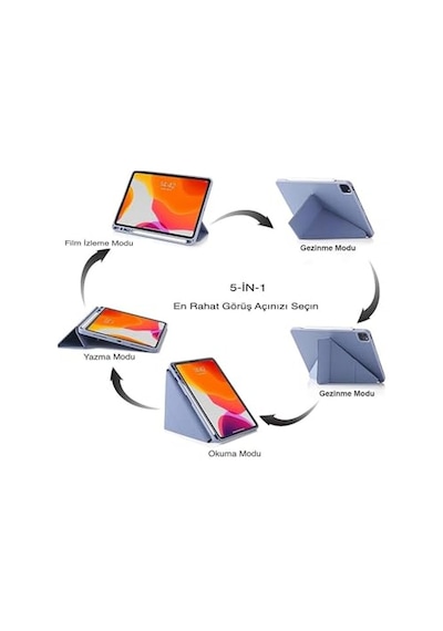 Apple Uyumlu iPad Air 11 M2 İçin Kılıf A2902 11 İnç 2024 Kalem Koyma Bölmeli, Stand Olan, Uyku Modlu Silikon Arka Yüzey Suni Diğer