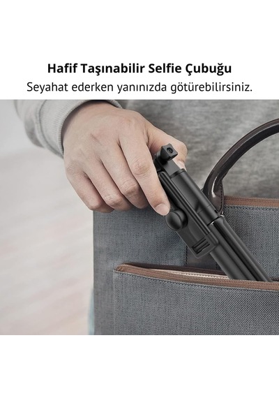 Ayrex Selfie Çubuğu Tripod 3'ü 1 Arada Bluetooth Uzaktan Kumandalı Telefon Tutucu, 360 Döner Başlık, Apple İOS &