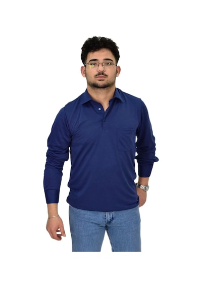 Erkek Gömlek Yaka Uzunkol Tişört T6063 Bgl-st04542 İndigo