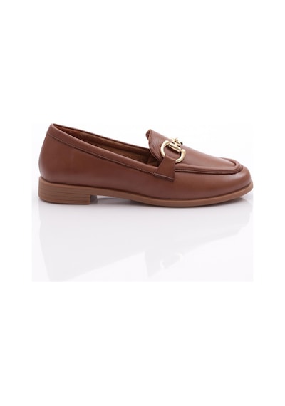 Dgn 1852 Kadin Metal Aksesuarli Loafer Ayakkabi Ceviz