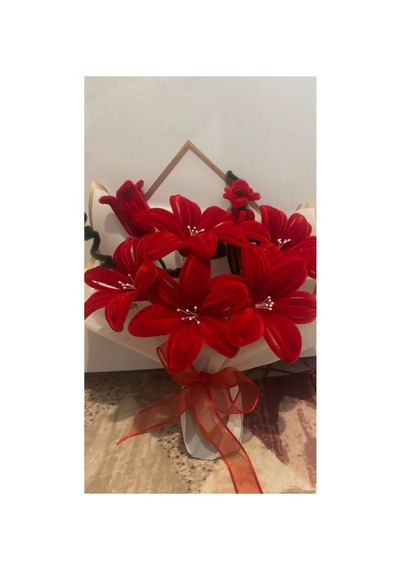 Kırmızı Şönil Lilyum Buket Kırmızı - 924739556 Kırmızı