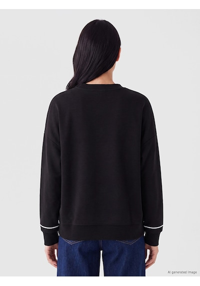 LC Waikiki Lc Waıkıkı Siyah Baskılı Soft Touch Kadın Sweatshirt