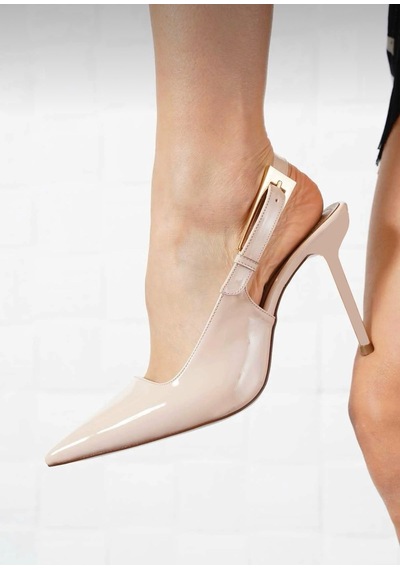 Feles Toka Detaylı Topuklu Kadın Stiletto Ayakkabı Ten