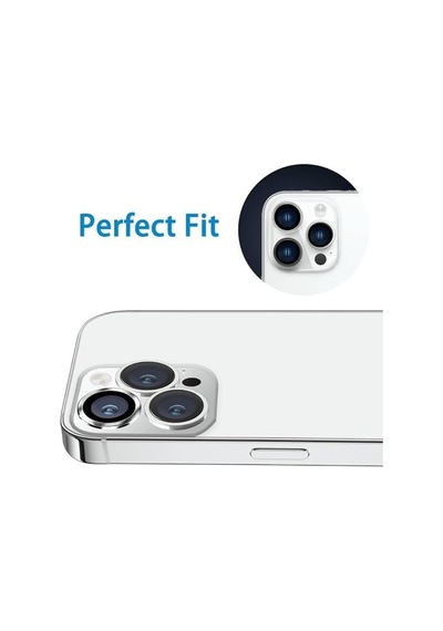 İphone 15 Pro/iphone 15 Promax Kamera Camı Lens Koruyucu Halka Set - Gümüş Silver 50 x 22
