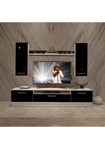 Decoraktiv Trendstyle 5d Slm Tv Ünitesi Tv Sehpası Beyaz - Siyah
