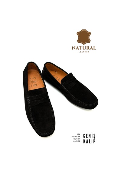 Sermoda Erkek Loafer - Hakiki Deri Rok Loafer Erkek Ayakkabı Süet Siyah