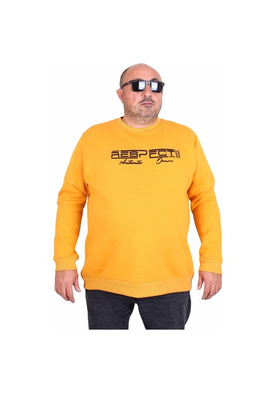 Moc Grande Mocgrande Erkek Büyük Beden Sıfır Yaka 3ip Sweat Respect 24205 Hardal