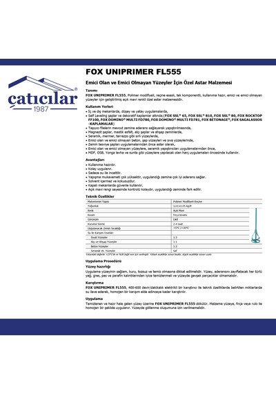 Su Yalıtımından Önce Sürülerek Uygulanan Astar / Fox Uniprimer Fl555