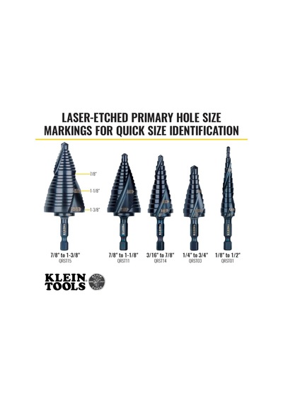 Klein Tools Qrst15 Kademeli Matkap Ucu, Hızlı Çıkarma Spiral Çift
