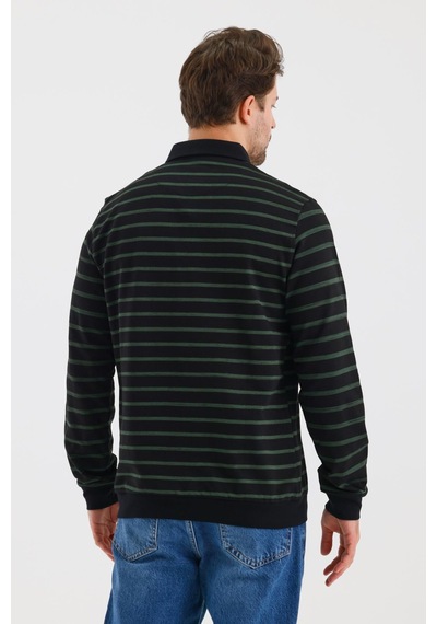 Alexander Gardi Alexandergardı Polo Yaka Çizgili Regular Fit Sweatshırt Wk25214 001