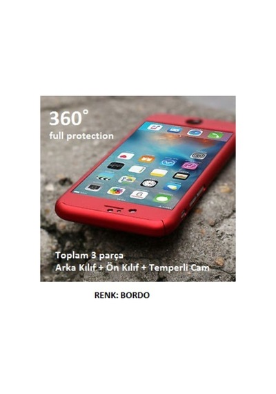 Apple Uyumlu iPhone 5 - 5S - Se Kilif 360° Derece Tam Koruma / 3 Parça 213000635 - Renk Seçiniz / Siyah