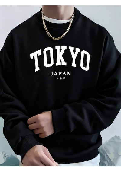 Startmore Tokyo Japonya Mektup Baskılı Kapüşonlu Üstler Erkek Yumuşak Moda Giysileri Spor Polar Sokak G Siyah