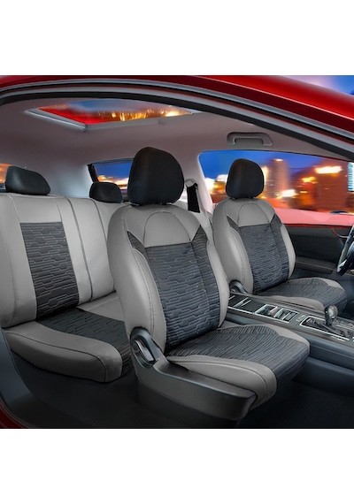Ford C-max 2+1 Yarı Deri Oto Koltuk Kılıfı Ön Arka Set Gri Siyah Şhn