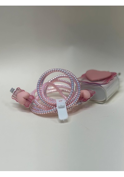 Sweety iPhone Uyumlu Kablo Ve Başlık Koruyucu Set Pembe