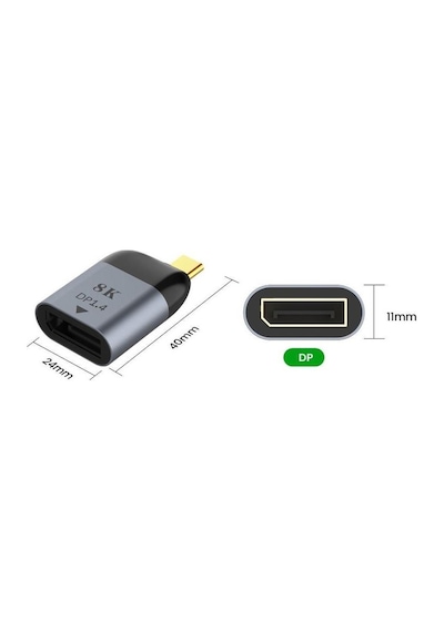 Type C To Displayport Kablo Ucu Dp Mini Çevirici Dönüştürücü Adaptör