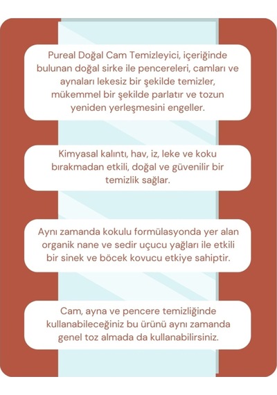 Pureal Doğal Cam Temizleyici 500 Ml Tekli