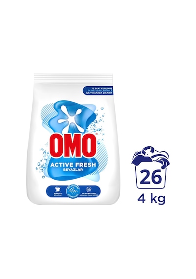 Omo Active Fresh Beyazlar için Toz Çamaşır Deterjanı 2 x 4 KG