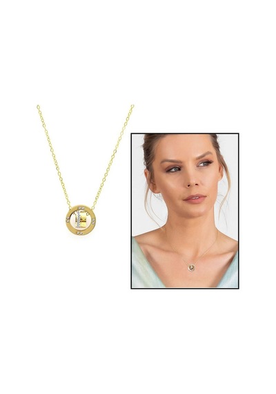 Üçlü Halka Tasarım Gold Renk Çelik Kadın Kolye (508194992) Çok Renkli
