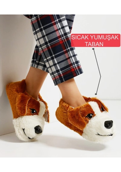 Papucumun Dünyası Unisex Yumuşak Taban Sevimli Köpek Panduf Yetişkin Ve Çocuk Kız Ve Erkek Panduf Kahverengi Papucumun Dünyası Unisex Yumuşak Taban Sevimli Köpek Panduf Yetişkin Ve Çocuk Kız Ve Erkek Panduf Kahverengi