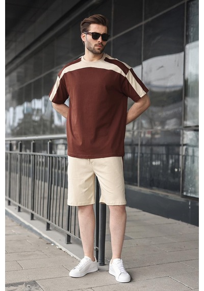 Madmext Acı Kahverengi Erkek Şort T-shirt Takımı E7346 Acı Kahverengi