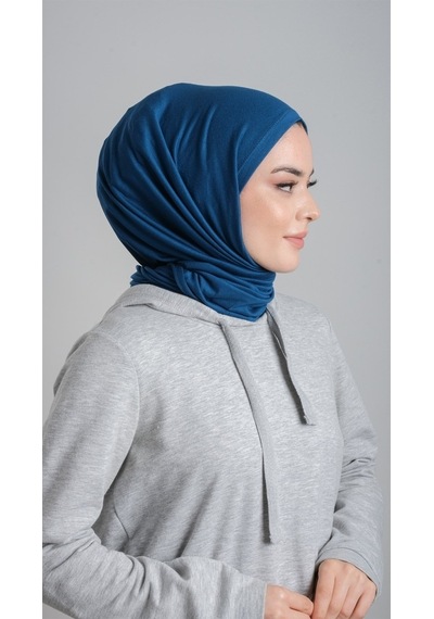 Hürrem Bone Petrol Mavisi Pratik Hazır Geçmeli Şal Viskon Kumaş Penye Şal 210