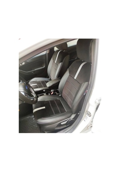 Ford Fiesta 2010 2017 Arası Uyumlu Arka Sırt 2+1 Siyah Taytüyü Siyah Deri Karışımı Beyaz Detay
