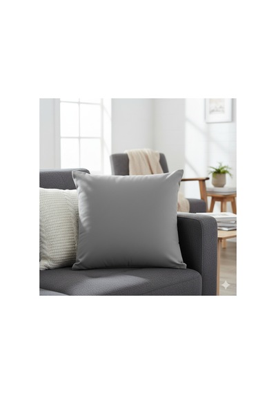 Perkoa Polyester Kırlent Kılıfı Dolgulu 40x40 Cm Fermuarlı, Yıkanabilir, Renk Solmaz Yumuşak Doku Antrasit