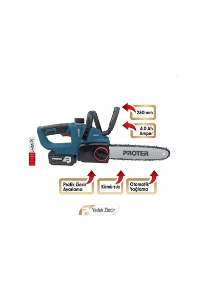 Proter PST 125 ST Şarjlı Zincirli Ağaç Kesme Makinesi