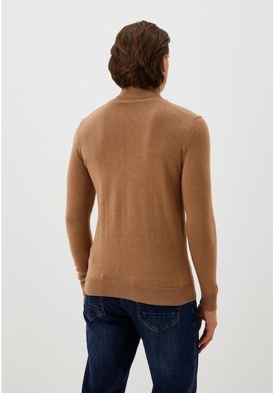 Erkek Tam Balıkçı Boğazlı Triko Camel Slim Fit Pamuklu Sık Örme Kazak Ncs Jeans 3003-camel Camel