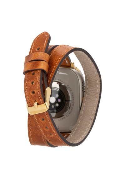 Alpıne Double Tour Heritage Tan Hakiki Deri Apple Uyumlu Watch Kordonu - 44/45/46/49mm