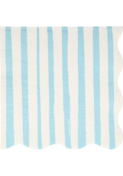 Meri Meri - Blue Stripe Napkins - Mavi Çizgili Peçete - L - 16'lı