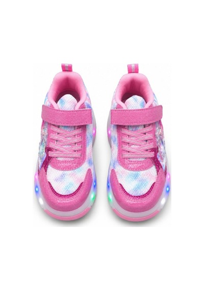 Patenli Işıklı Cırtlı Çocuk Sneaker Ayakkabı Pembe Beyaz 29-36 Beyaz-pembe