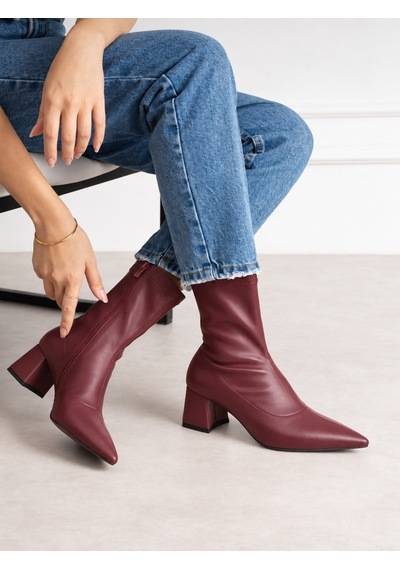 Dabab Shoes Bega Kadın Bordo Streç Cilt Sivri Burun Fermuarlı 6 Cm Kalın Topuklu Bot Bootie Dabab Shoes Bega Kadın Bordo Streç Cilt Sivri Burun Fermuarlı 6 Cm Kalın Topuklu Bot Bootie
