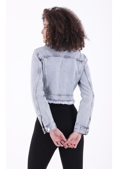 Püskül Detaylı Ve Fermuarlı Kolları Düğmeli Kısa Kot Kadın Ceket Kar Yıkama Açık Mavi Denim Kar Yıkama Açık Mavi Püskül Detaylı Ve Fermuarlı Kolları Düğmeli Kısa Kot Kadın Ceket Kar Yıkama Açık Mavi Denim Kar Yıkama Açık Mavi